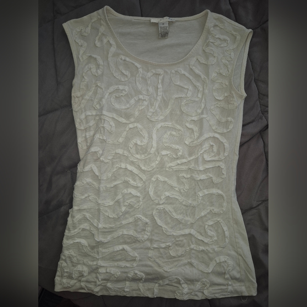 Kenar Cream Textured Tank Top
